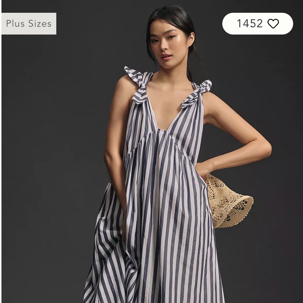 By Anthropologie Bow-Shoulder V-Neck Maxi Dress, 3x